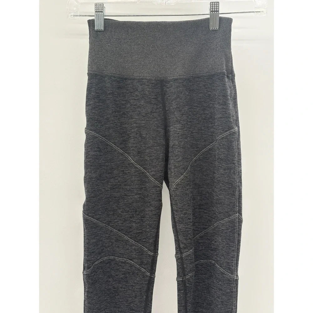 Alo Leggings Revel Fleece Lined Women Size XS Black Gray High‎ Rise